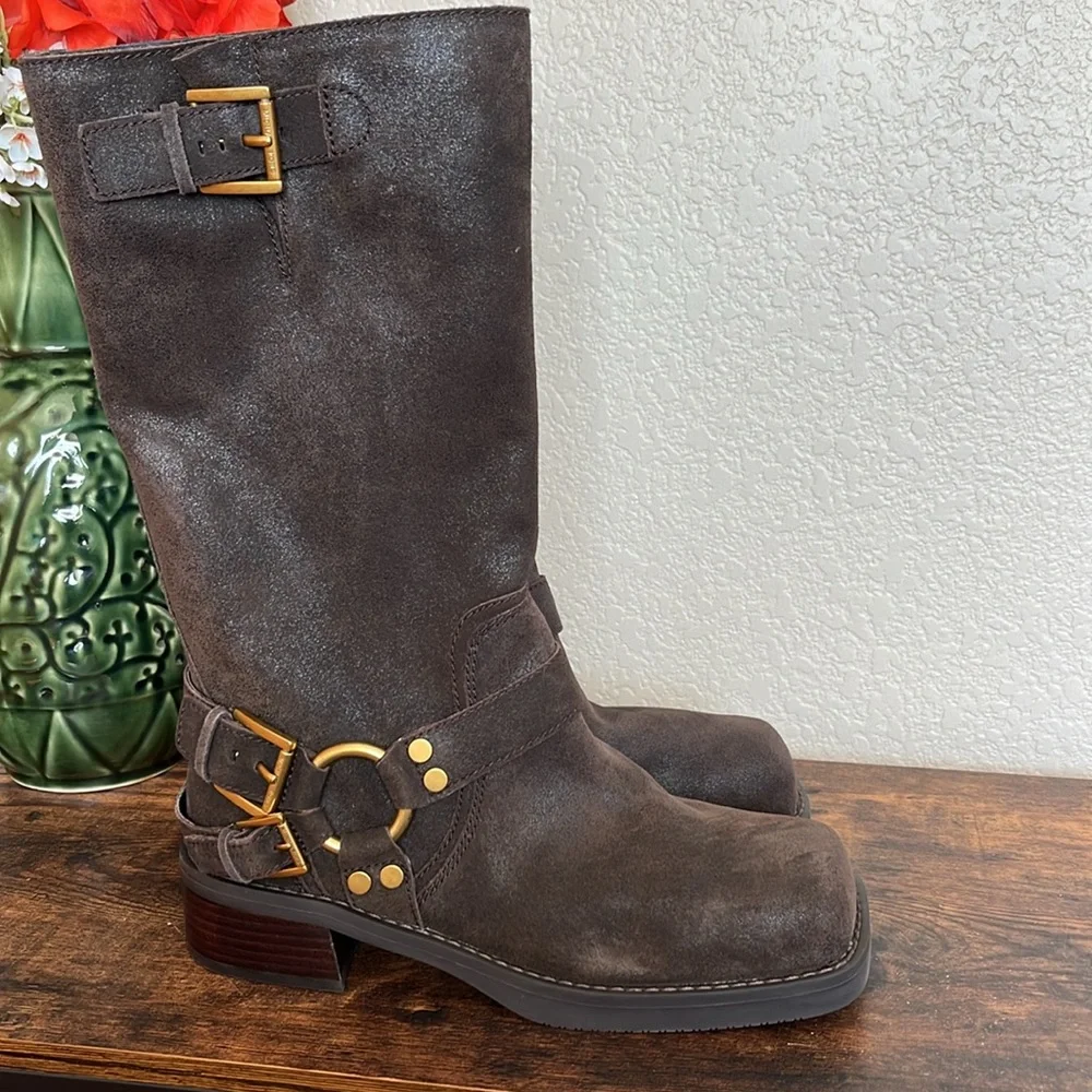 🆕 Michael Kors Crosby Suede Moto Boot, brown - Picture 7 of 8